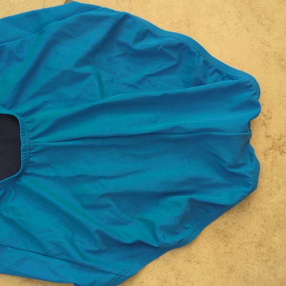 Nike Swim Nwt Nike Womens Swim Solid Aqua Blue Mesh Vback One Piece